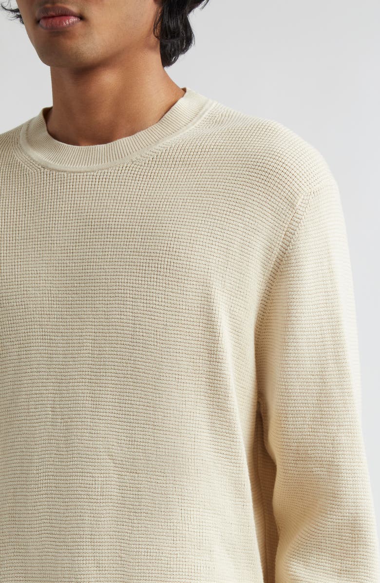 Sunspel Cotton Waffle Stitch Crewneck Sweater, Alternate, color, Ecru