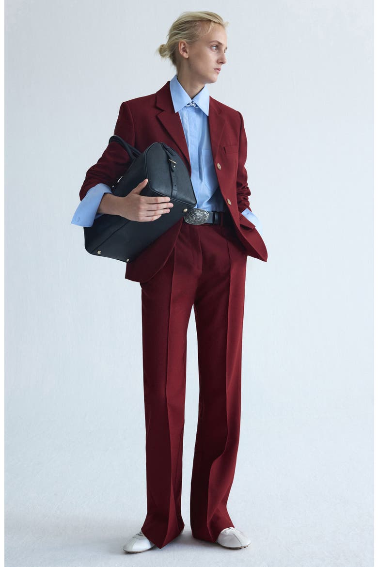 Wool Blend Straight Leg Suit Pants, Alternate, color, WINE