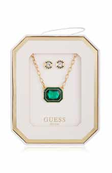 GUESS Pendant Necklace & Stud Earrings Set