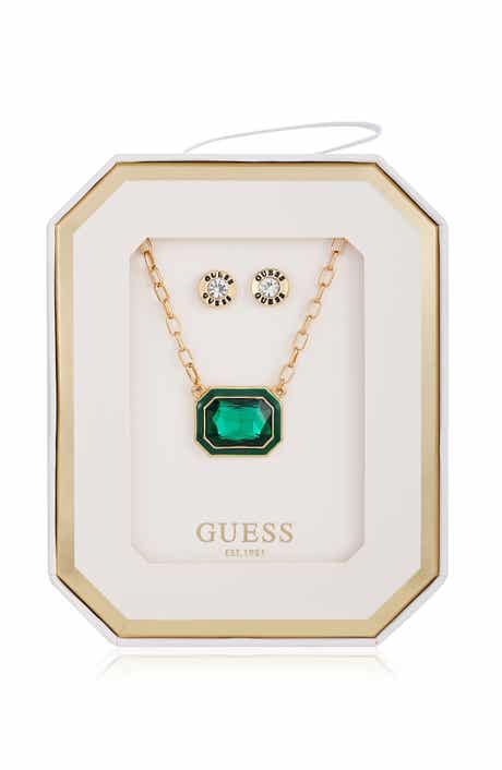 GUESS Pendant Necklace & Stud Earrings Set