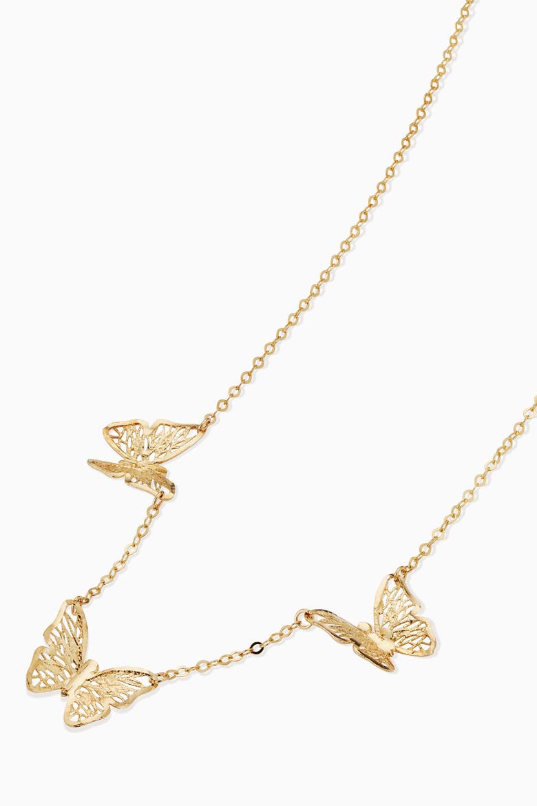 14K Yellow Gold Social Butterfly Necklace, Alternate, color, Yellow Gold