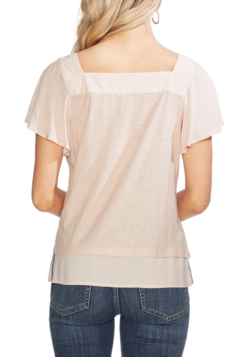 Layered Look Flutter Sleeve Top, Alternate, color, PEACH BELLINI