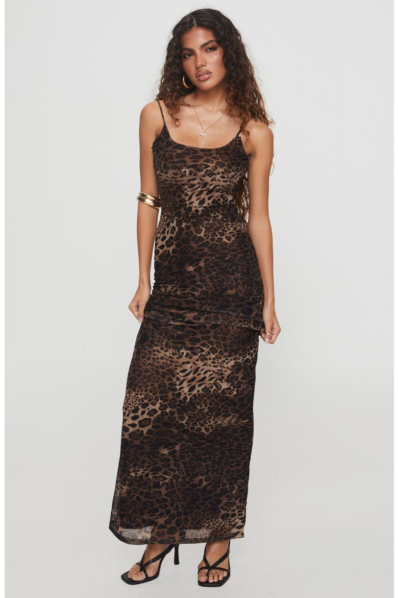 Knox Leopard Maxi Cocktail Slipdress, Alternate, color, LEOPARD