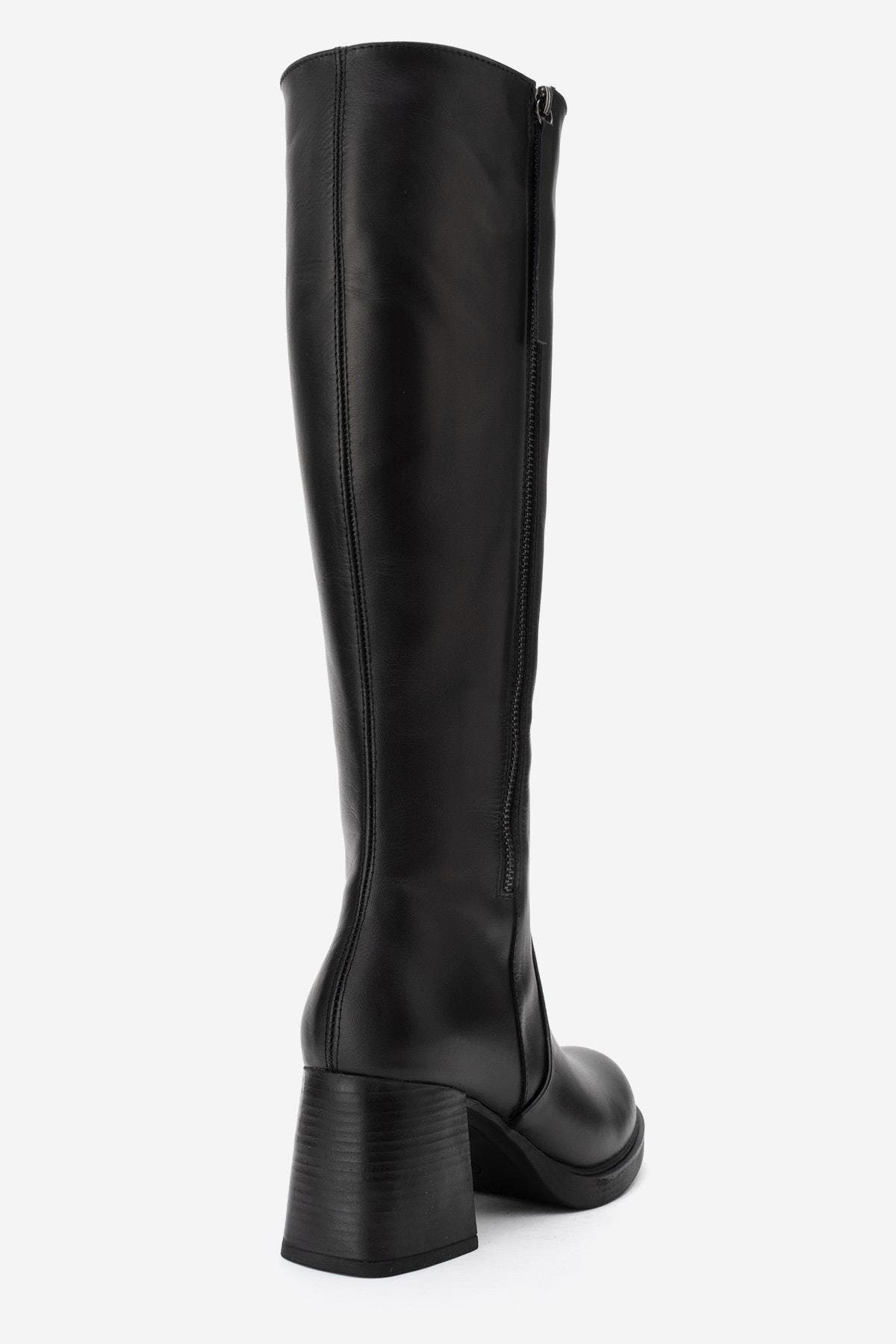 Forever & Always Shoes Lensa Leather Block Heel Boot, Alternate, color, Black