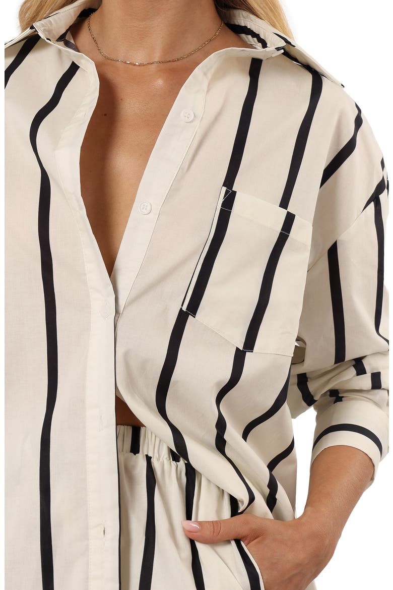 Silvia Stripe Button-Up Shirt, Alternate, color, CREAM STRIPE