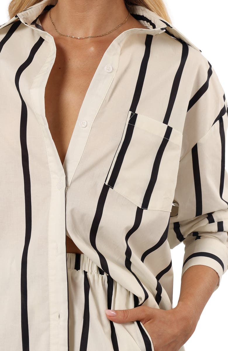 Petal & Pup Silvia Stripe Button-Up Shirt, Alternate, color, Cream Stripe