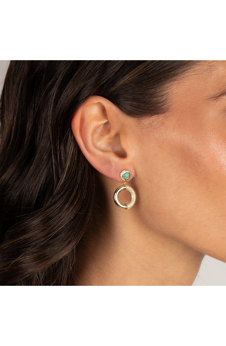 BY ADINA EDEN Turquoise CZ Open Circle Drop Earring, Alternate, color, Turquoise