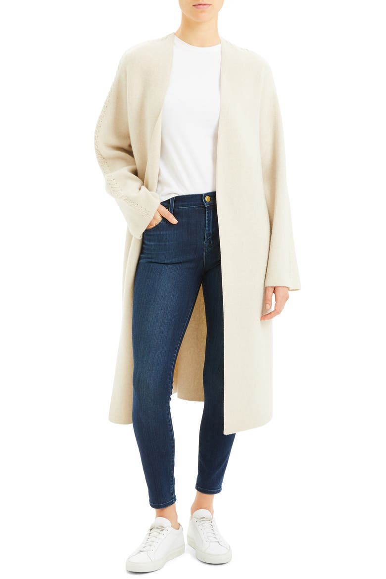 Wool & Cashmere Sweater Coat, Main, color, ECRU HEATHER