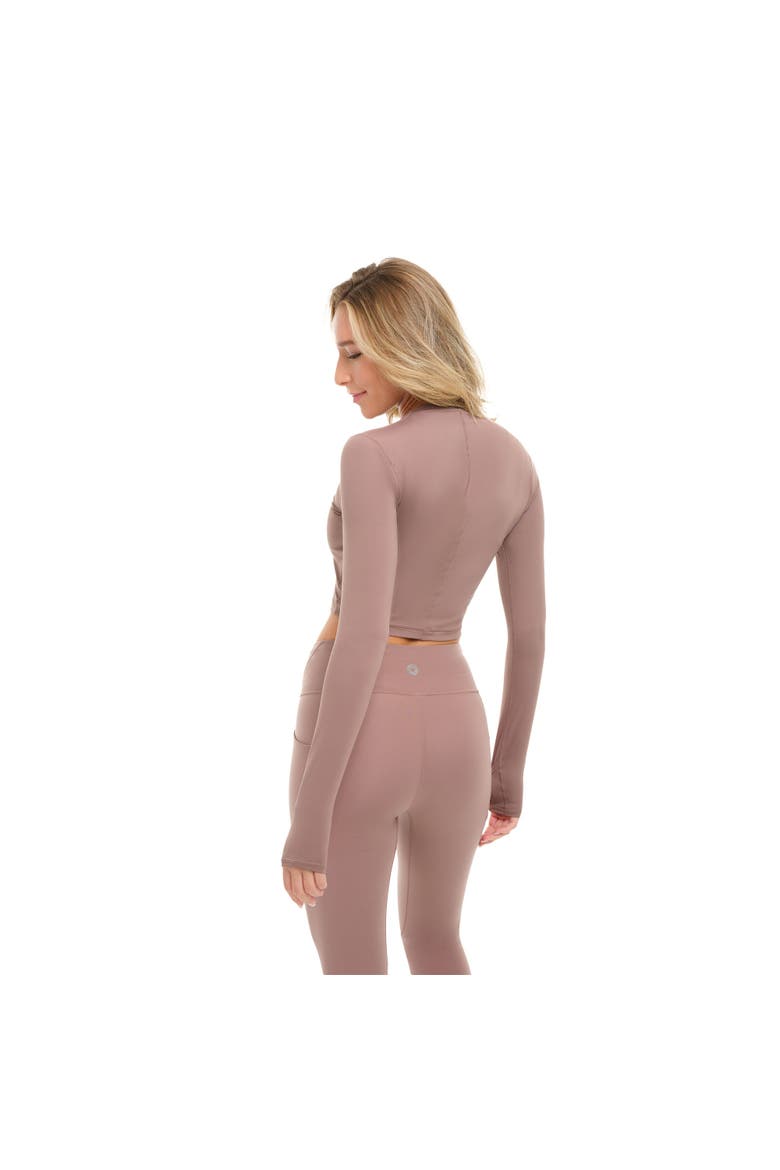 Women's Long Sleeve Crop Top for Everyday Sun and UV Protection, Alternate, color, Mocha