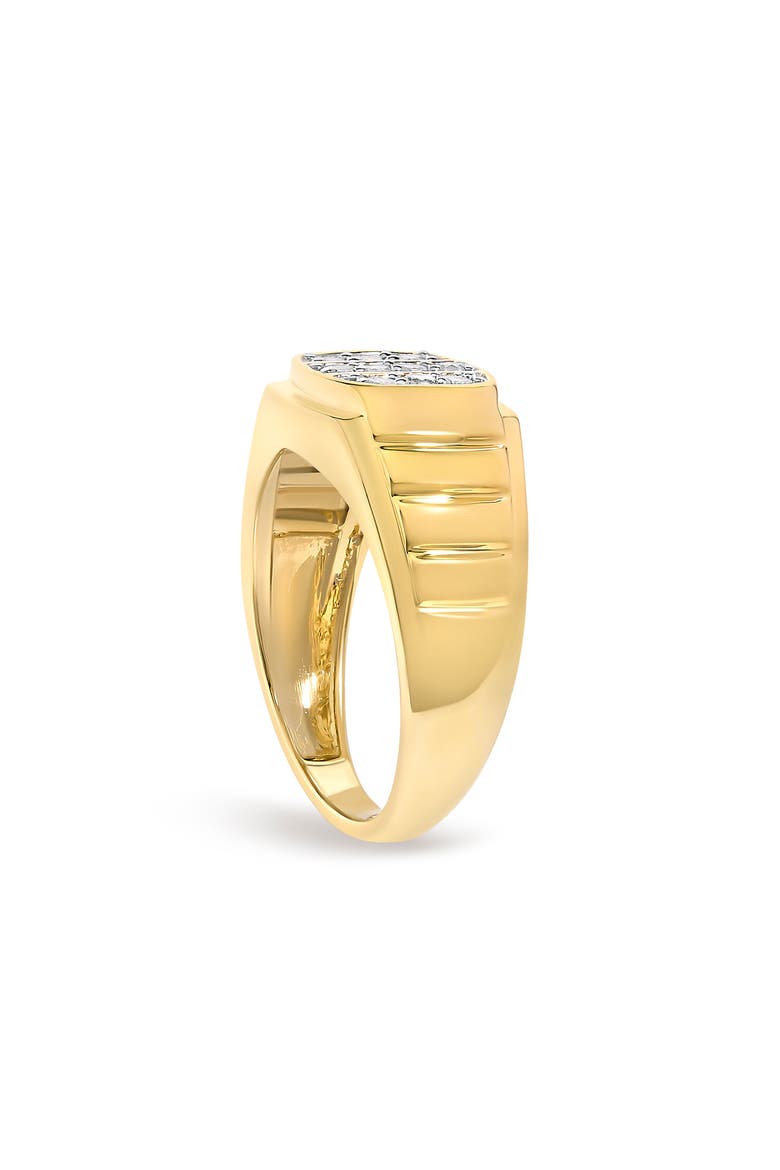 Men's 14K Yellow Gold Plated Sterling Silver 1/3 Cttw Diamond Grooved Band Ring, Alternate, color, Yellow Gold over Silver