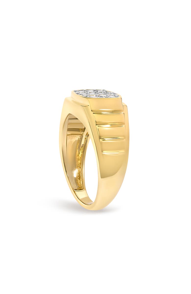 Haus of Brilliance Men's 14K Yellow Gold Plated Sterling Silver 1/3 Cttw Diamond Grooved Band Ring, Alternate, color, Yellow Gold Over Silver