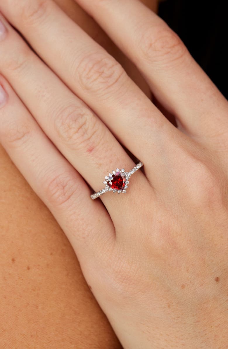 SAVVY CIE JEWELS Mini Cubic Zirconia Heart Halo Ring, Alternate, color, Silver