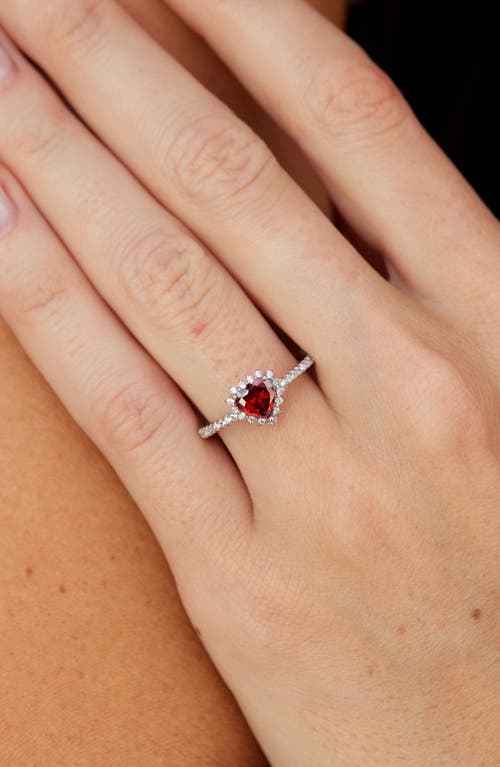 Savvy Cie Jewels Mini Cubic Zirconia Heart Halo Ring In Silver