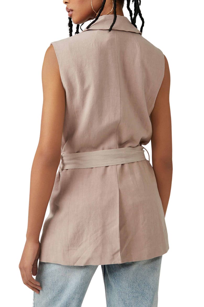 Olivia Double Breasted Linen Blend Vest, Alternate, color, ETHEREAL