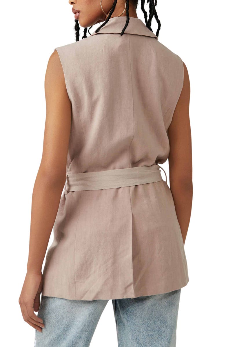 Free People Olivia Double Breasted Linen Blend Vest, Alternate, color,