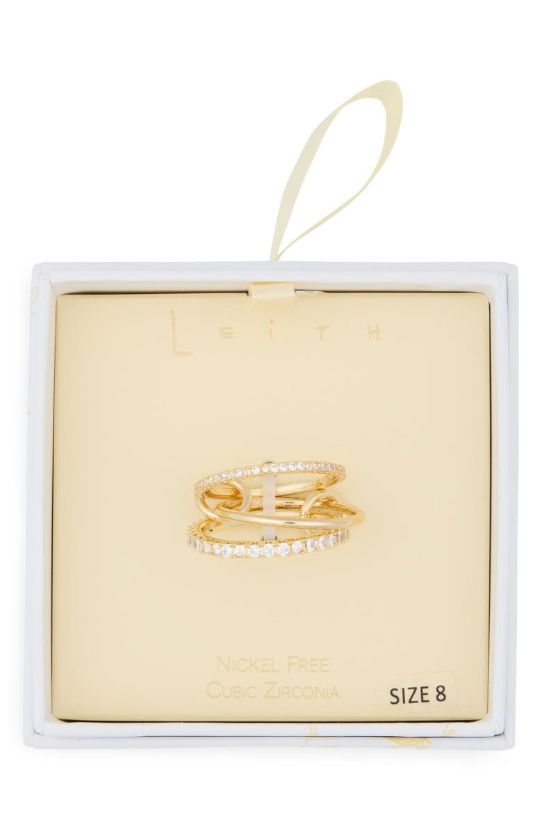 Leith Interlocked Cubic Zirconia Ring, Main, color, Clear- Gold