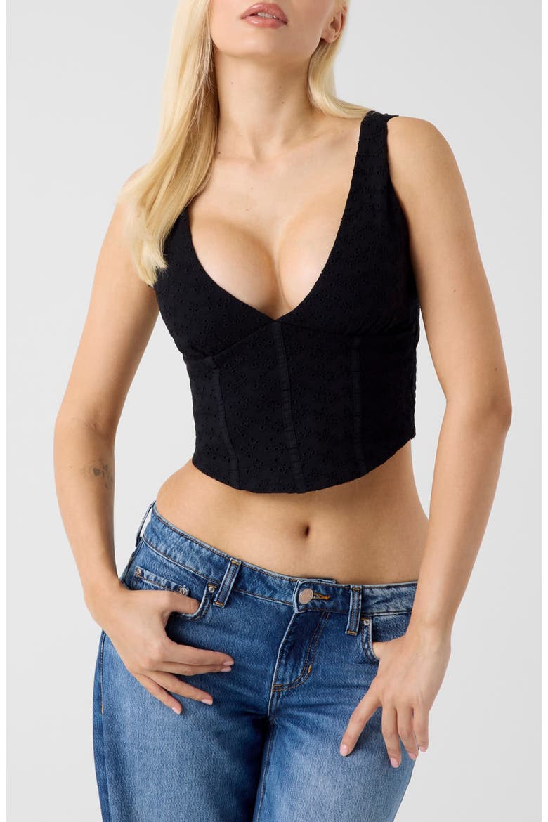 Amaya Eyelet Cutout Crop Tank, Main, color, JET BLACK-BLACK