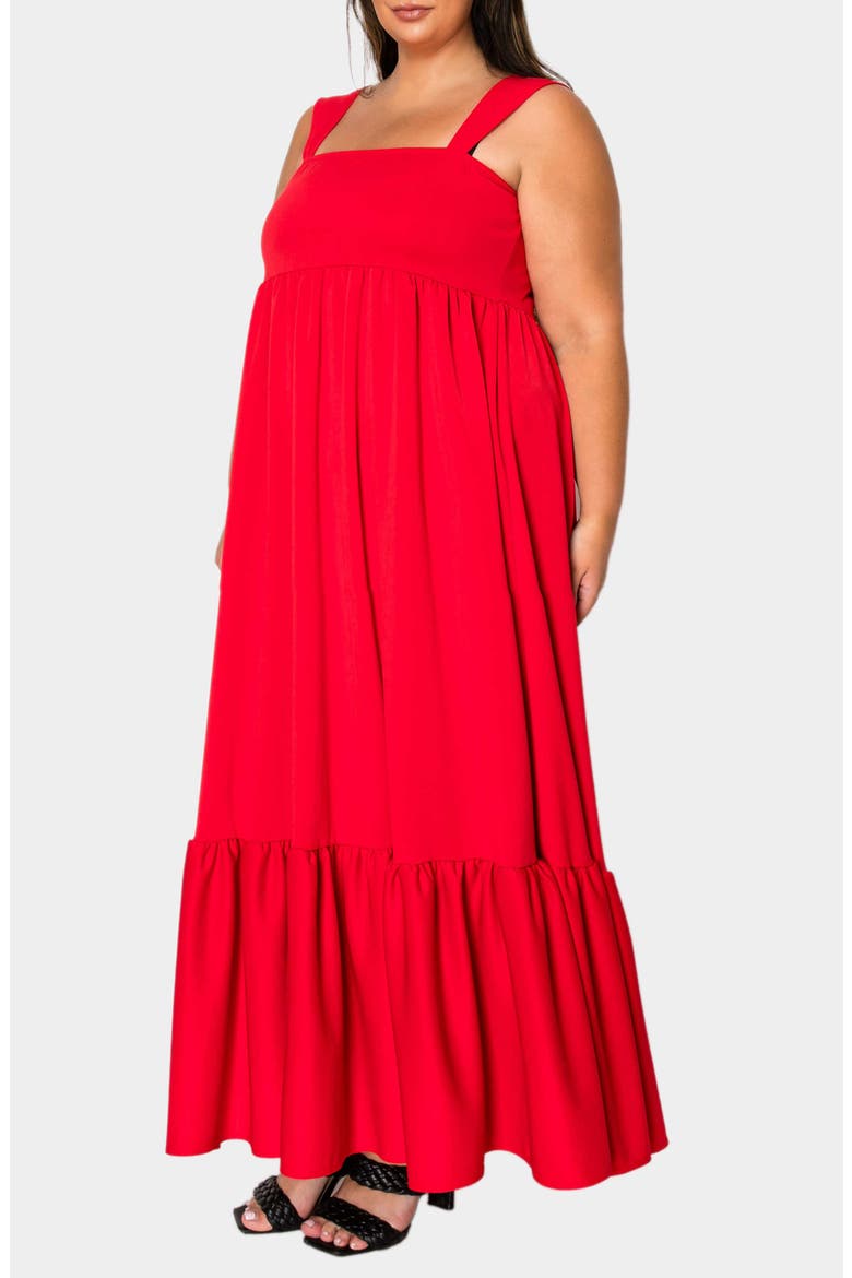 Angelika Ruffle Hem Sleeveless Maxi Dress, Alternate, color, RED