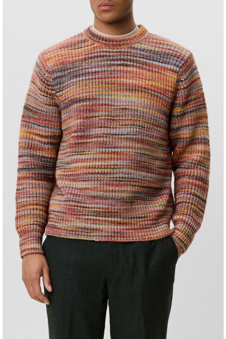 Space Rib Crewneck Sweater, Main, color, ORANGE MULTICOLOR