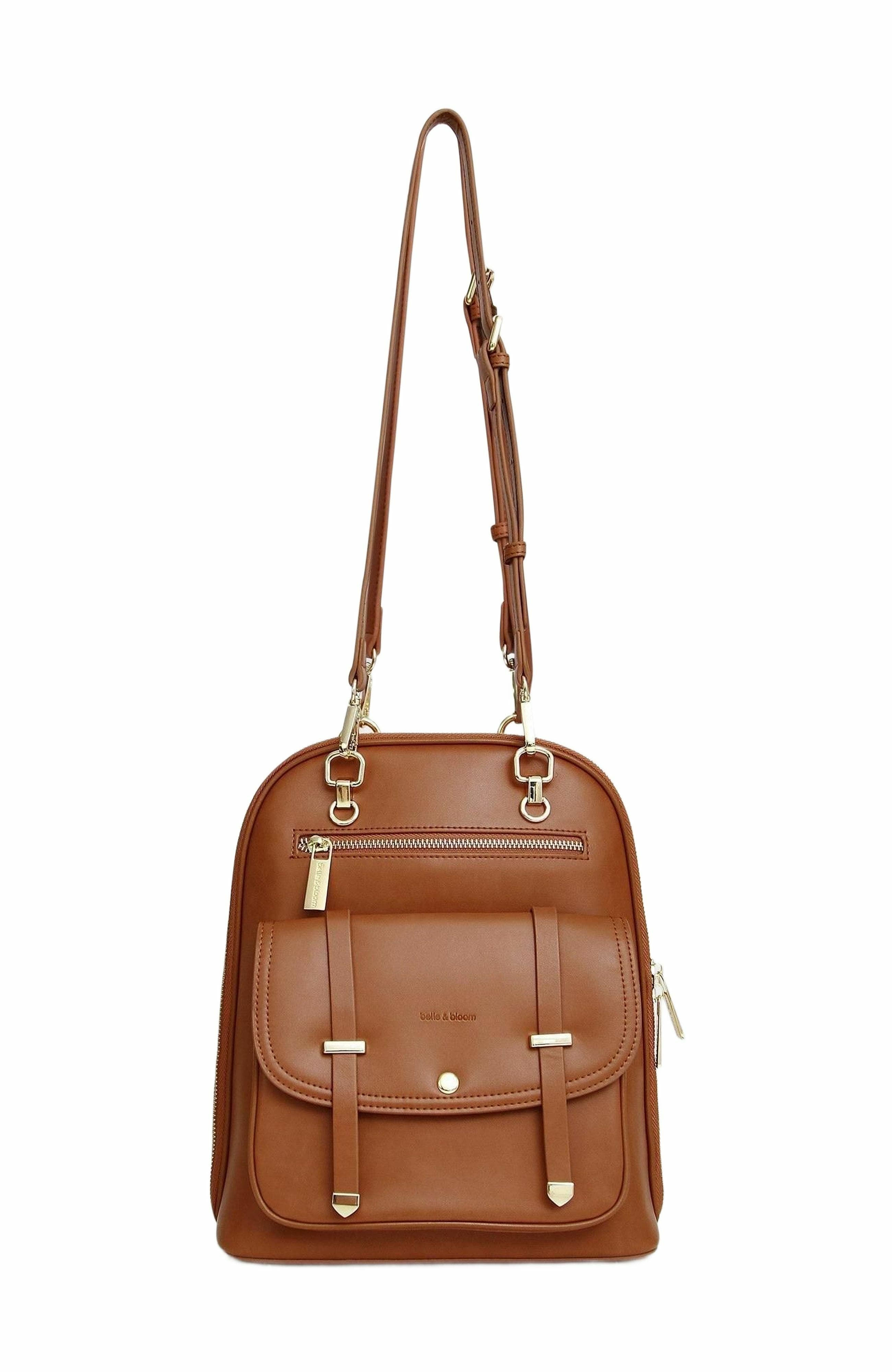 Belle & Bloom 5th Ave Leather Backpack, Alternate, color, Camel