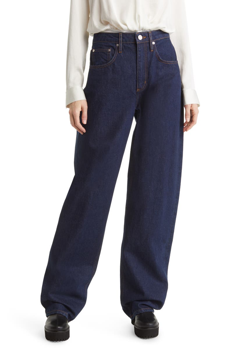 FRAME High Waist Extra Long Barrel Jeans, Main, color, 