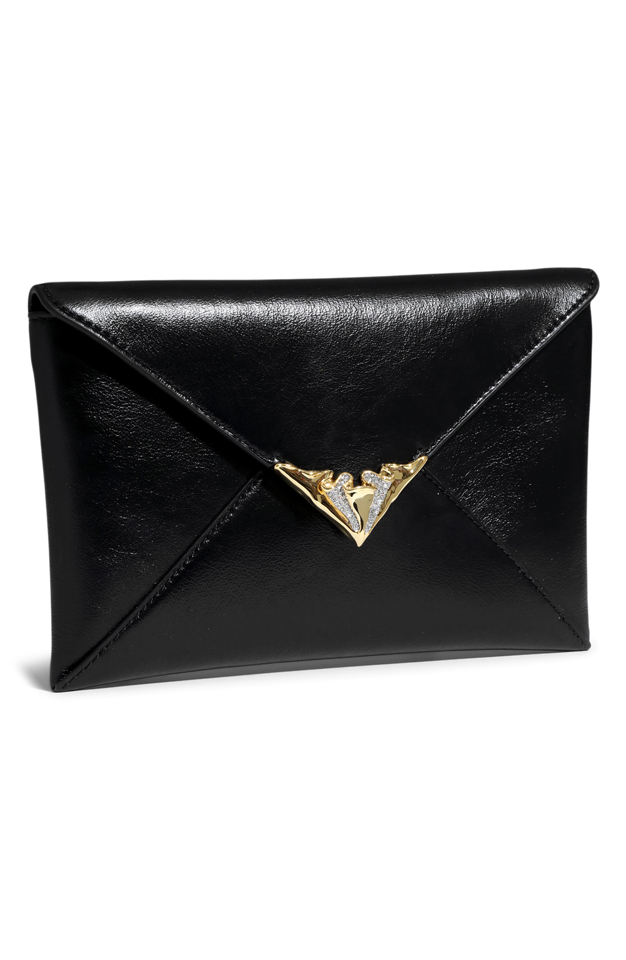 Alexis Bittar Envelope Clutch Bag, Alternate, color, Black
