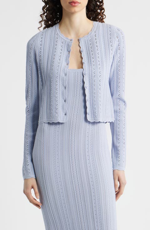 Peridot Pointelle Knit Cardigan