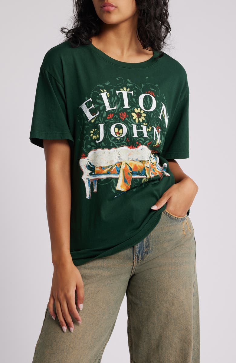 Daydreamer Elton John Floral Cotton Graphic T-Shirt, Main, color, 