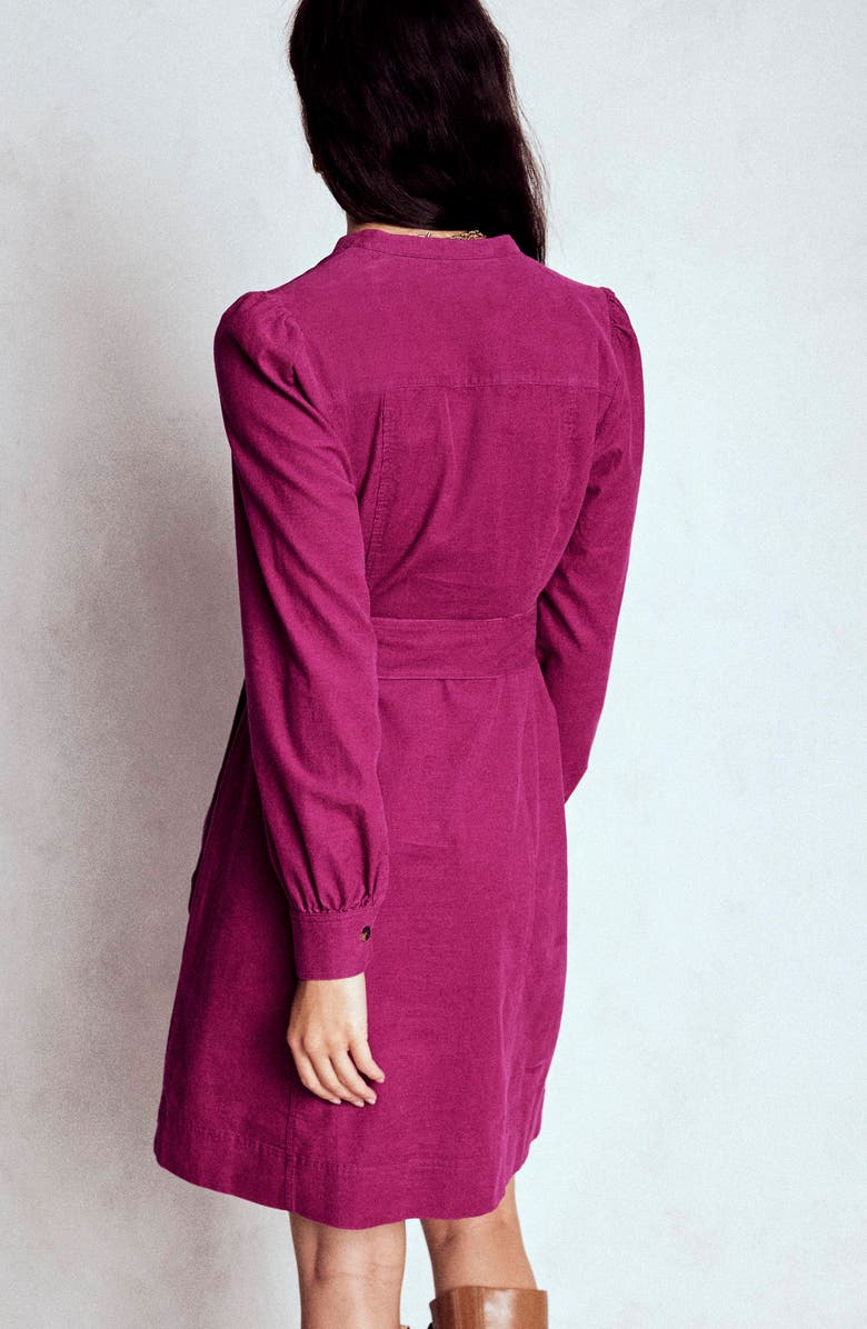 Boden Bre Belted Corduroy Shirtdress, Alternate, color, Rich Magenta