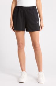 DKNY Metallic Logo High Rise French Terry Shorts