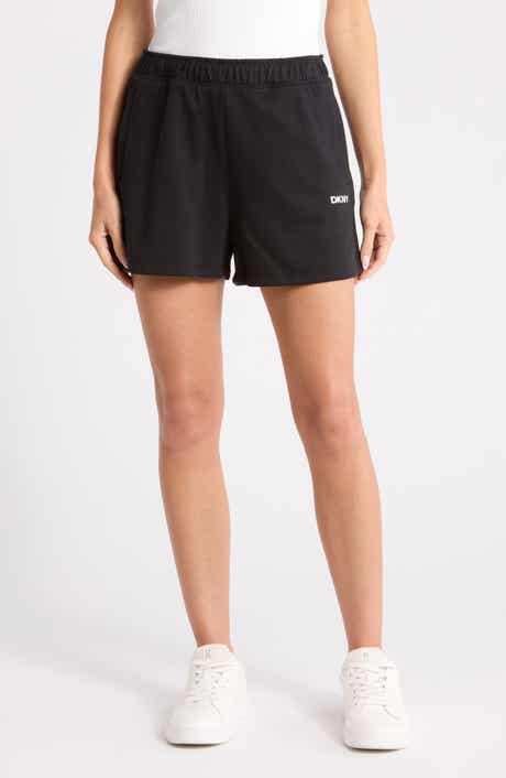 DKNY Metallic Logo High Rise French Terry Shorts