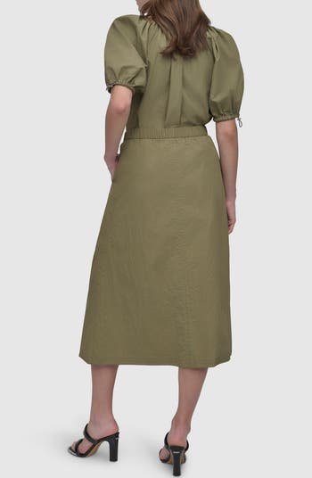 Perforated Tech Fabric Midi Skirt