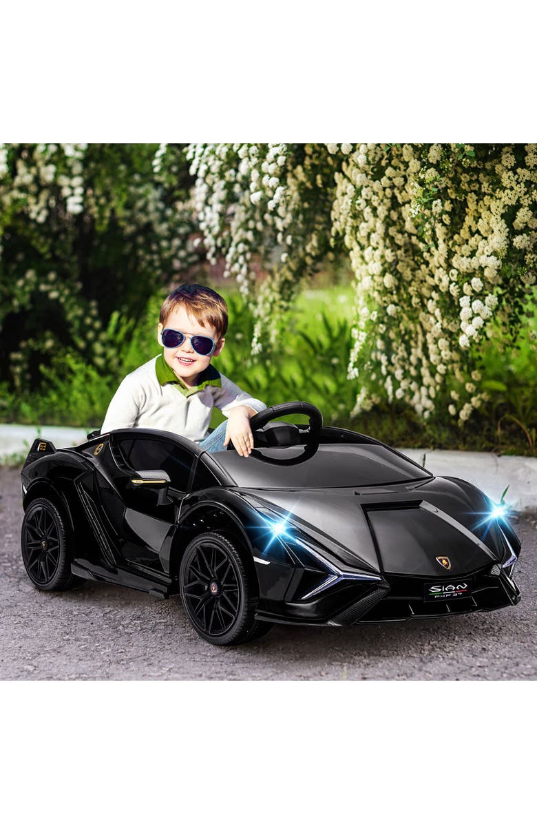Aosom 12V Lamborghini SIAN Licensed Ride on Car with Remote Control, Horn, Music, Headlights, Alternate, color, Black