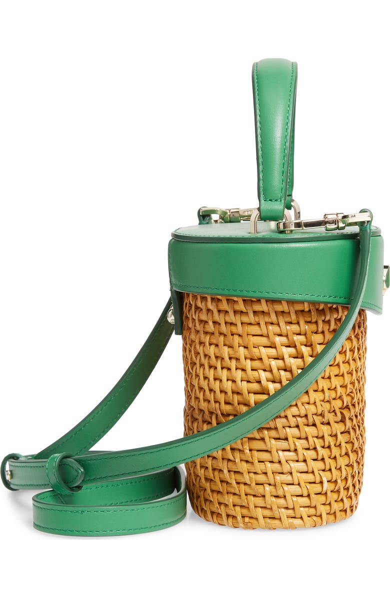 Kate Spade New York mini rose rattan bucket bag, Alternate, color,