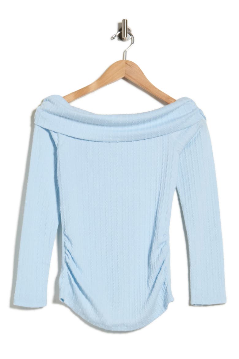 Ruched Off Shoulder Top, Alternate, color, BALLAD BLUE