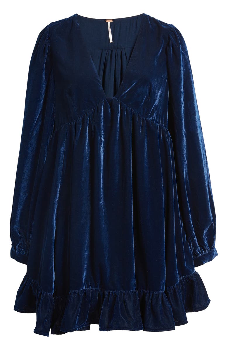 Free People Estella Long Sleeve Velvet Minidress, Alternate, color, 