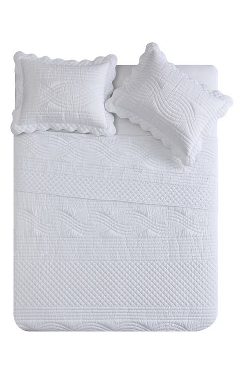 Scallop Microfiber Quilt Set