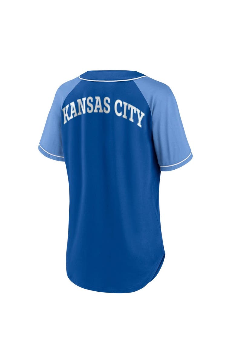 FANATICS Women's Fanatics Branded Royal Kansas City Royals Bunt Raglan V-Neck T-Shirt, Alternate, color,
