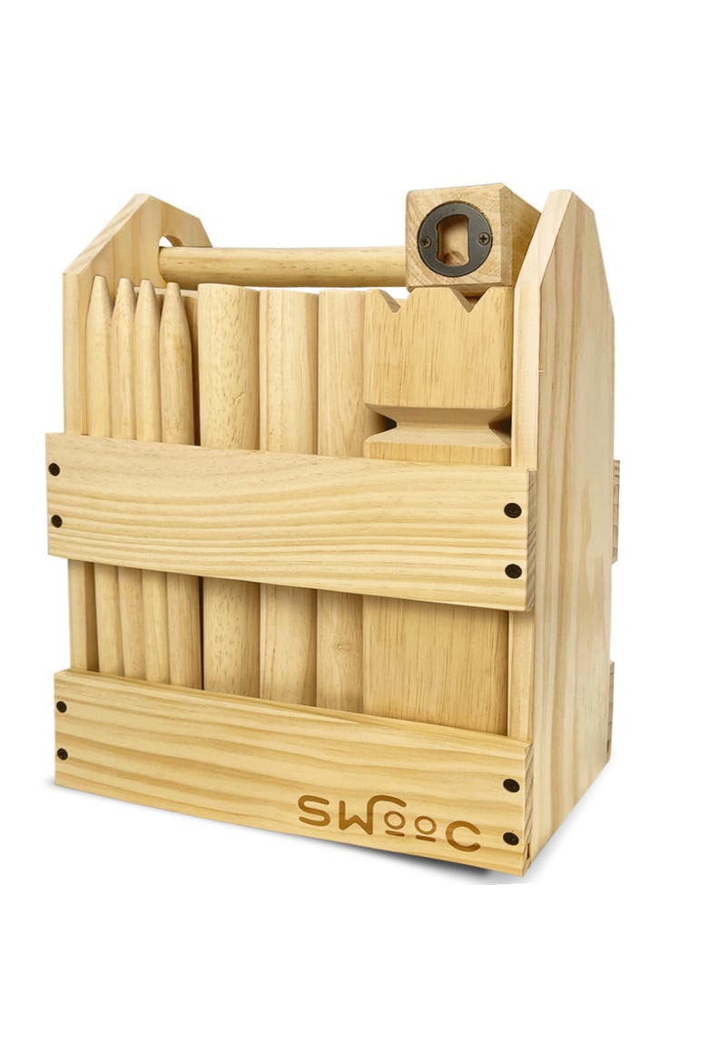 Kubb Yard Game With Crate, Main, color, Beige