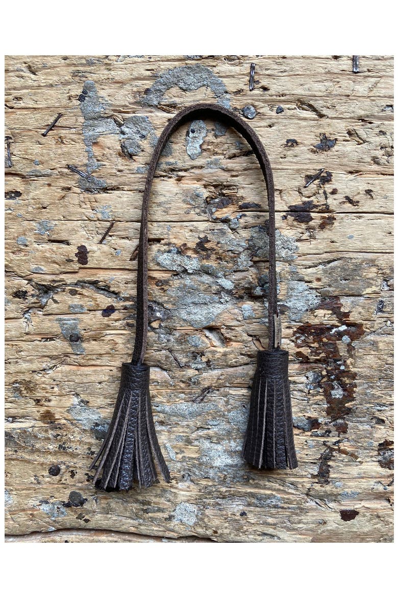 Leather Tassel Keychain, Main, color, Brown