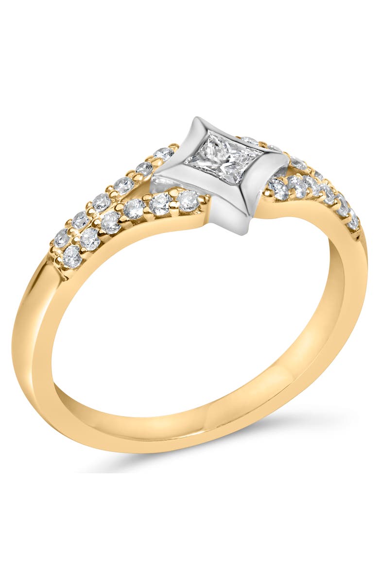 10K Two Tone Color 1/2 Cttw Diamond Kite and Split Shank Ring, Alternate, color, Yellow