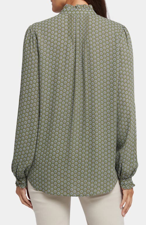 Nydj Pleated Yoke Long Sleeve Peasant Blouse In Esmeralda