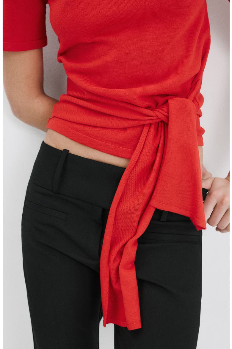 Bow Short Sleeve Sweater, Alternate, color, INTENSE RED