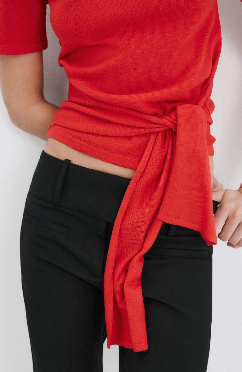 MANGO Bow Short Sleeve Sweater, Alternate, color, 