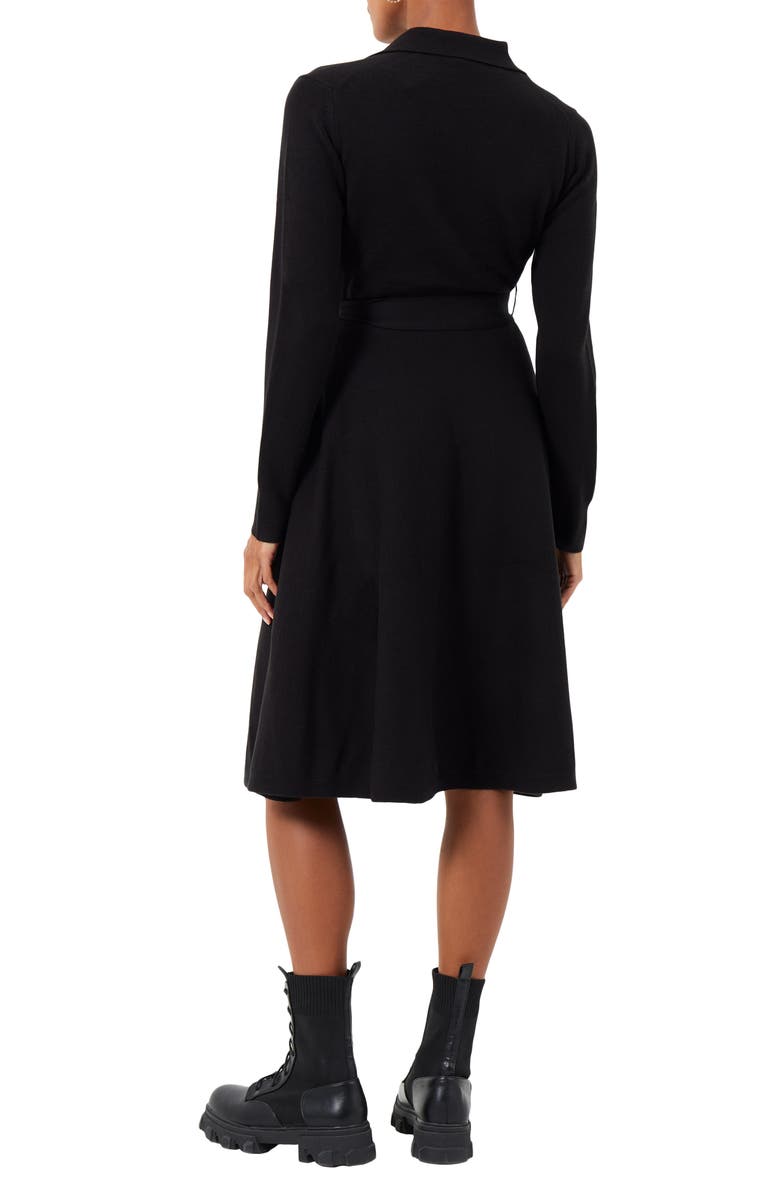 French Connection Judith Tie Waist Long Sleeve A-Line Dress, Alternate, color,