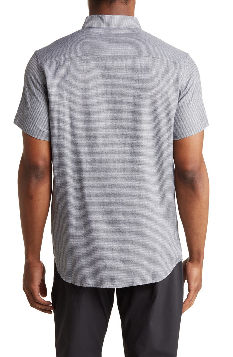 TravisMathew Personal Preference Stripe Short Sleeve Cotton Button-Up Shirt, Alternate, color, 