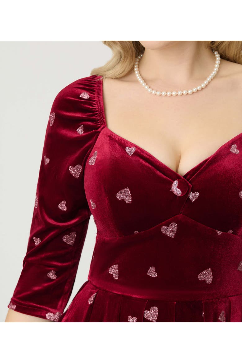 Woven Sweetheart Neckline Lamar Swing Dress, Alternate, color, Red Glitter Heart