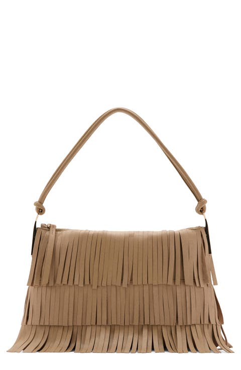 Large Fringe Leather Shoulder Bag