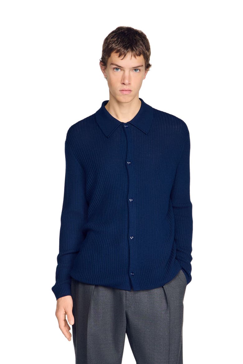 Rib knit shirt, Main, color, Royal blue