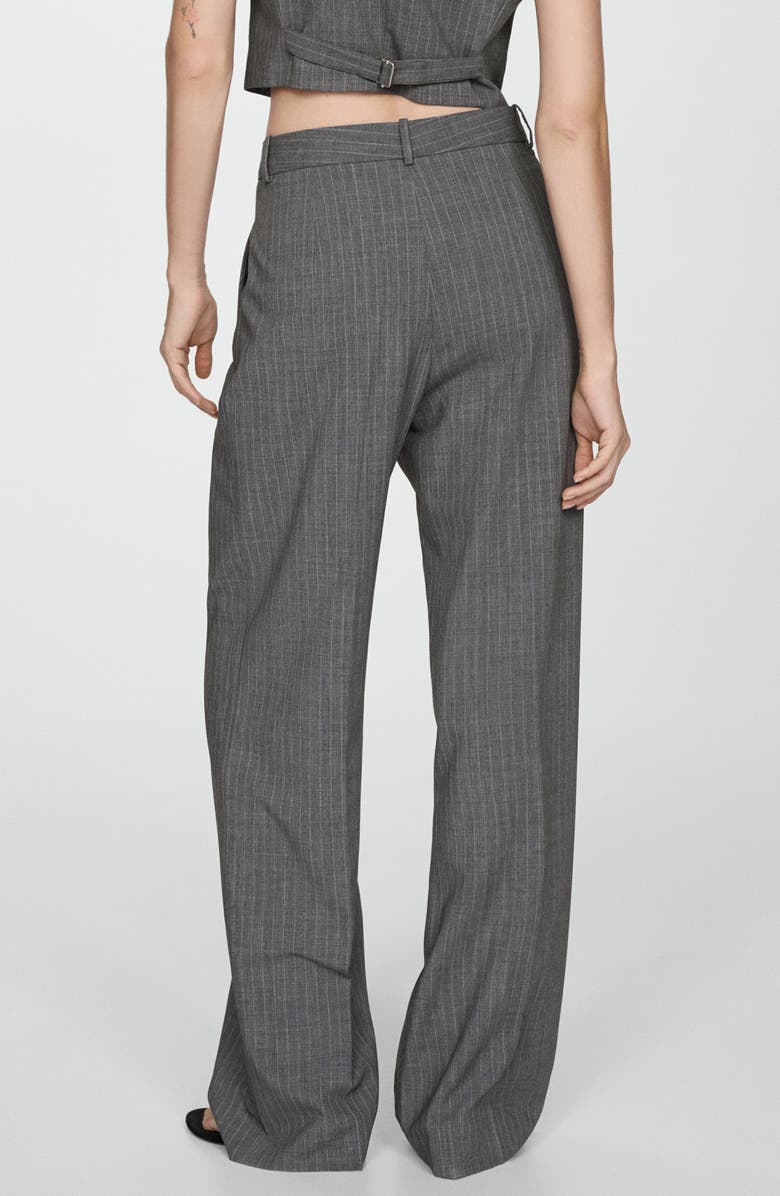 MANGO Pinstripe Pleat Front Pants, Alternate, color, 